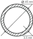 Труба нержавеющая 45х3,5 мм.  06ХН28МДТ бесшовная, круглая, матовая